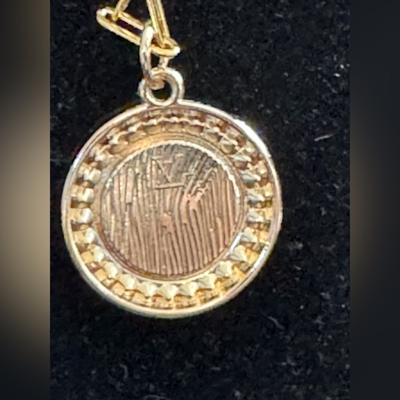 Louis Vuitton Pink/Rhinestone Pendant 18” Stainless Steel Gold Plated Necklace - Picture 9 of 9